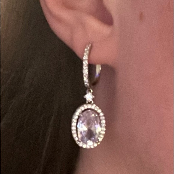 Silver Diamond Drop Earrings - Picture 2 of 4